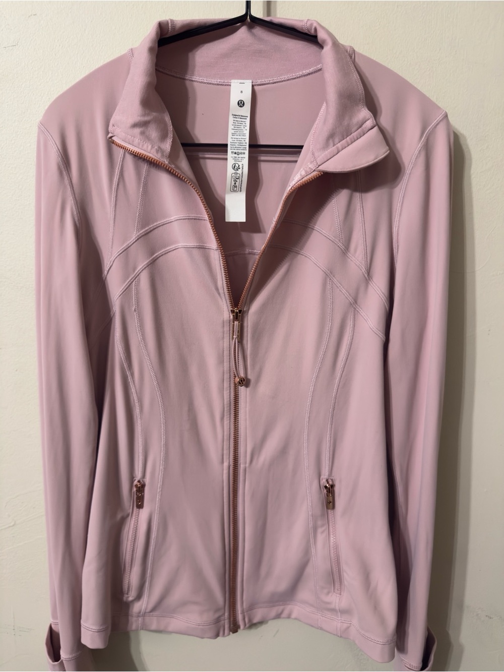 NWOT Lululemon Define Full Zip Jacket in Pink Haze Rose Gold Hardware | Size 8